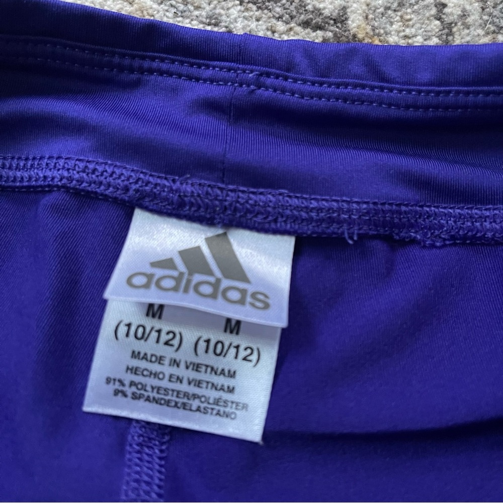 Adidas Leggings Girls Size 10/12 Purple Aqua Green Logo - Picture 6 of 8